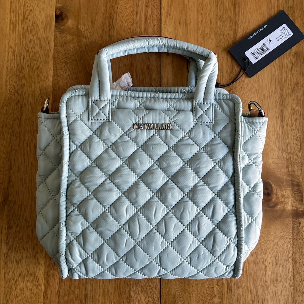 NWT MZ Wallace Mini Box Tote “Silver Blue”